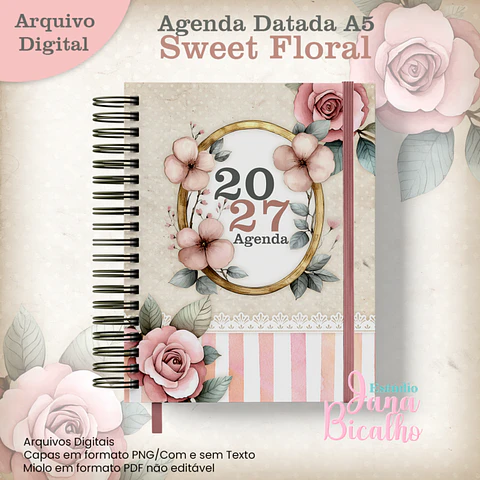 Arquivo Encadernação Sweet Floral Datada 2027
