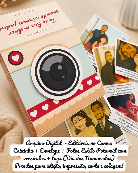 Arquivo Dia dos Namorados Caixinha e Envelope Polaroid Personalizados