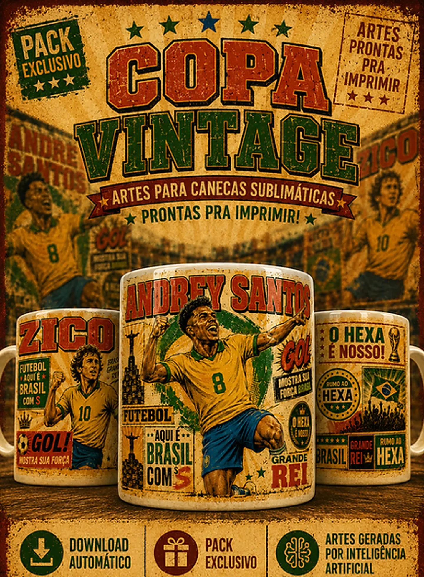 Arquivo Sublimação Caneca Copa Vintage 1