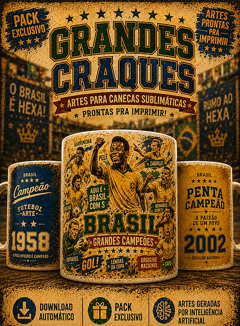Arquivo Sublimação Caneca Grandes craques da Copa