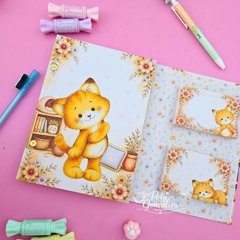 Arquivo Encadernação Caderno Especial Parafuso + Embutido A5 - Meu gatinho