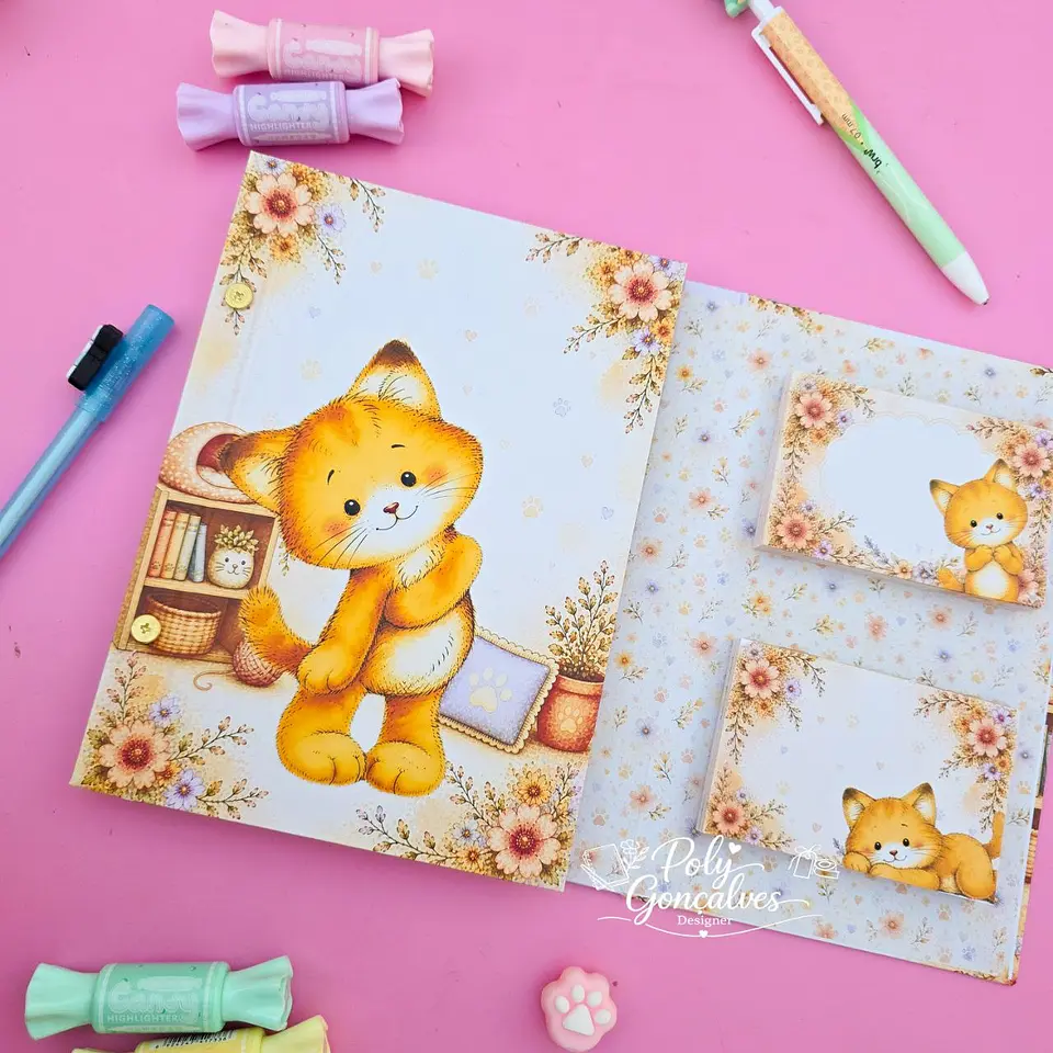 Arquivo Encadernação Caderno Especial Parafuso + Embutido A5 - Meu gatinho 1