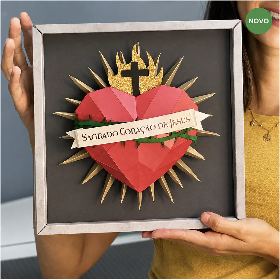 Arquivo de Corte Quadro Sagrado Coração de Jesus com Moldura de Papel 1