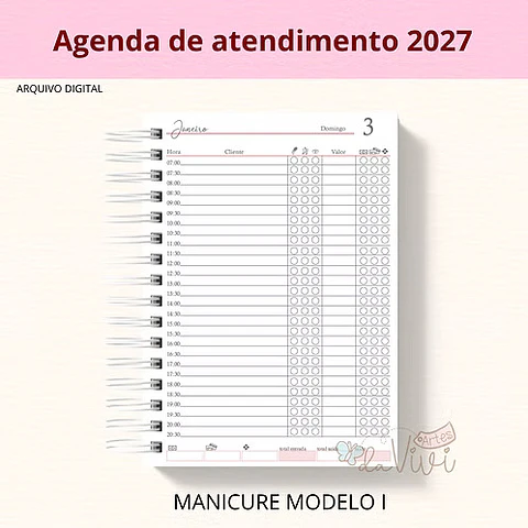 Arquivo Encadernação Agenda Manicure Modelo 1