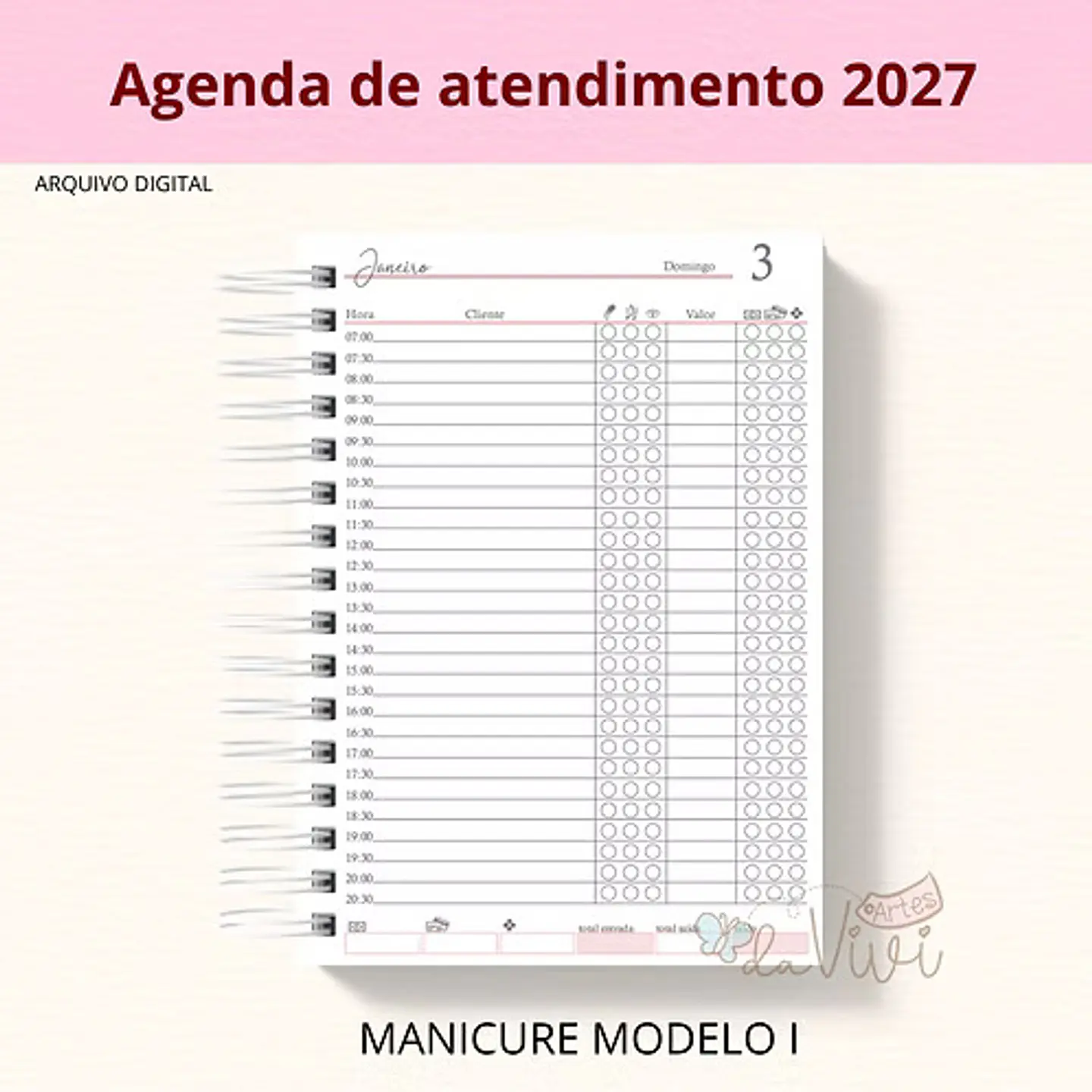 Arquivo Encadernação Agenda Manicure Modelo 1 1