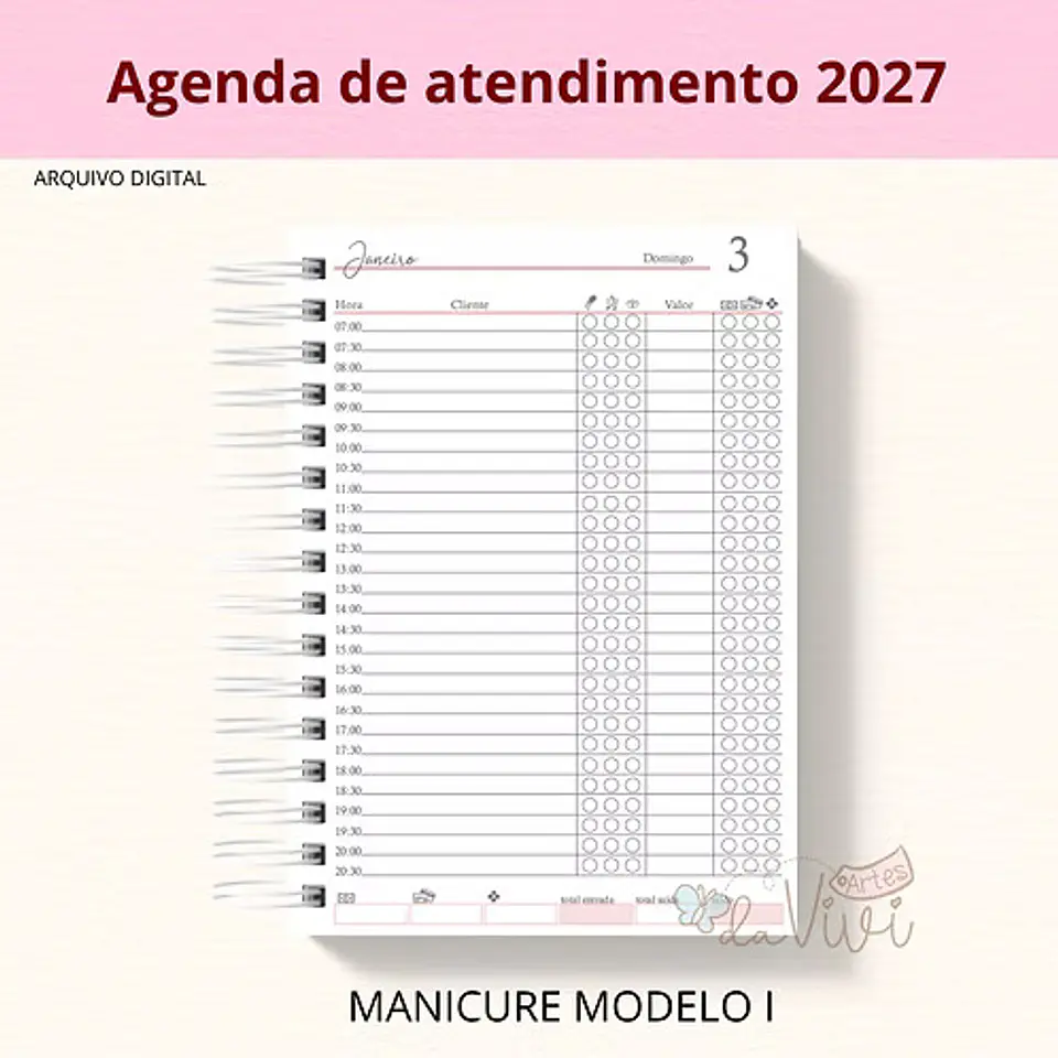 Arquivo Encadernação Agenda Manicure Modelo 1 1