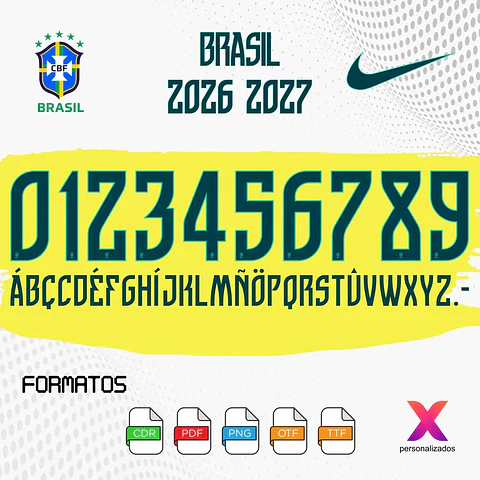 Arquivo Kit Digital Copa do Mundo Fonte Vetorizada Seleção Brasileira Uniforme 