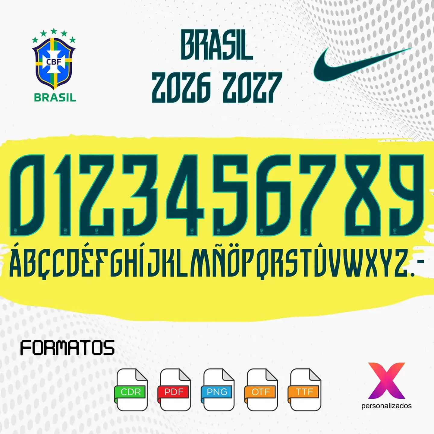 Arquivo Kit Digital Copa do Mundo Fonte Vetorizada Seleção Brasileira Uniforme  1
