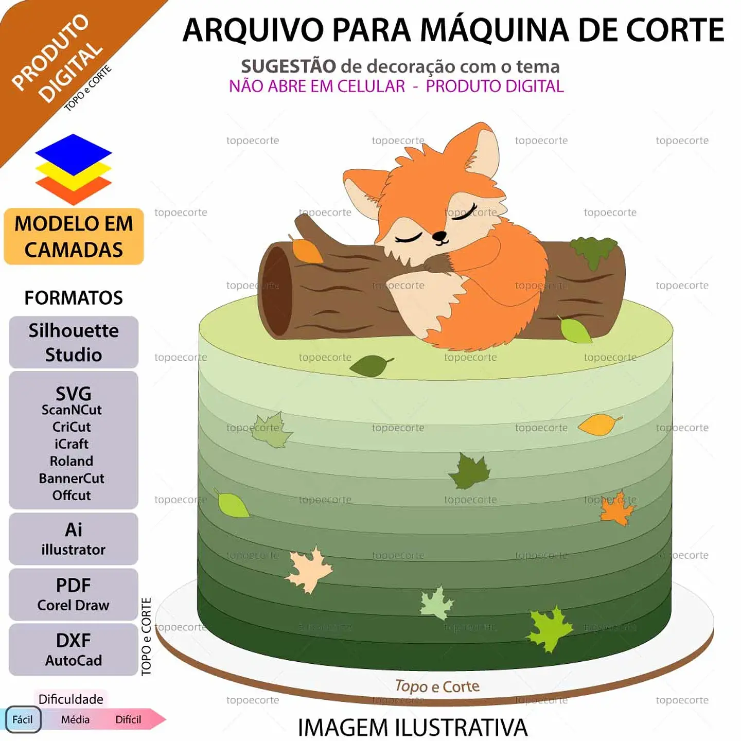Arquivo Topo de bolo Raposinha No Tronco 1
