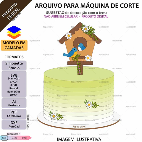 Arquivo Topo de bolo Casinha Com Passarinhos