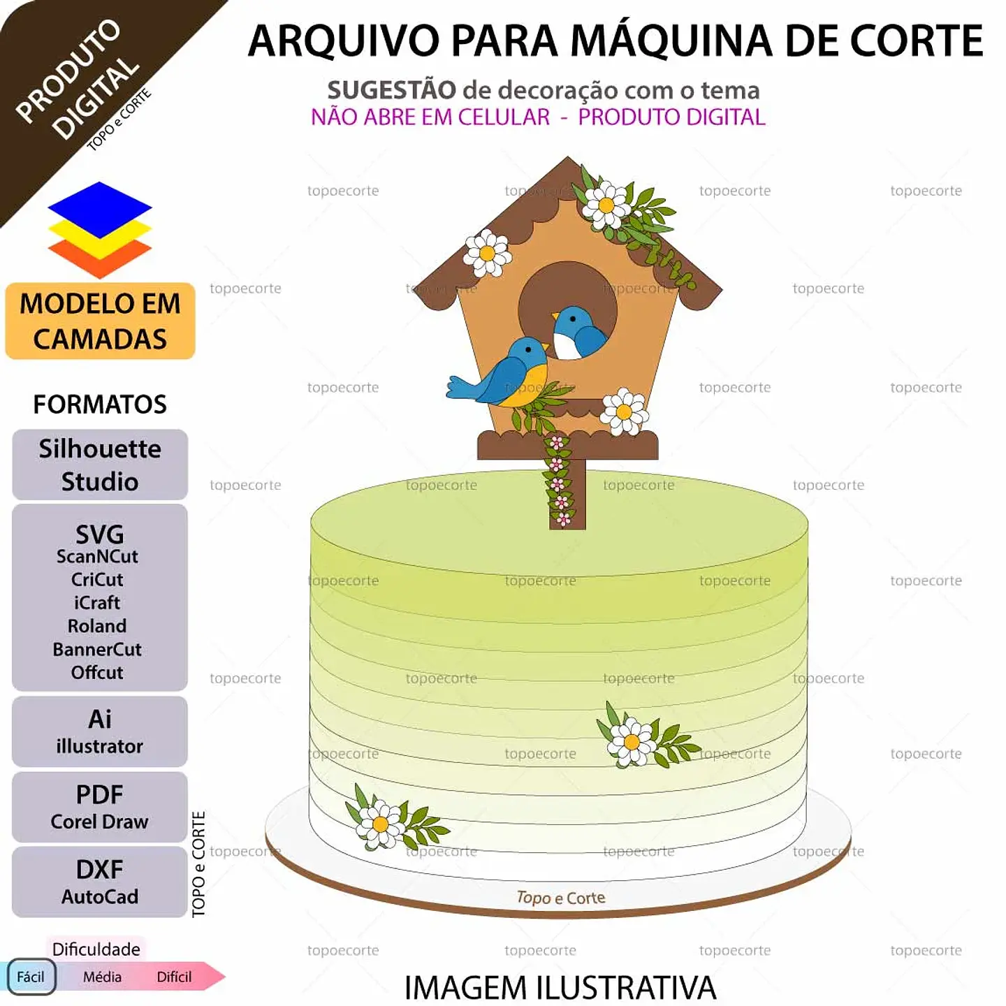 Arquivo Topo de bolo Casinha Com Passarinhos 1
