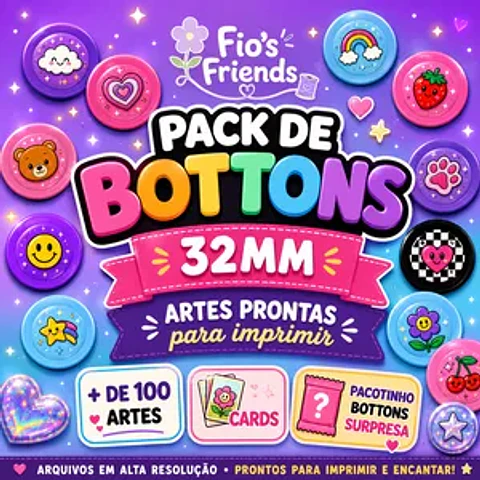 Arquivo de Corte Pack Bottons 32mm Cards e Artes