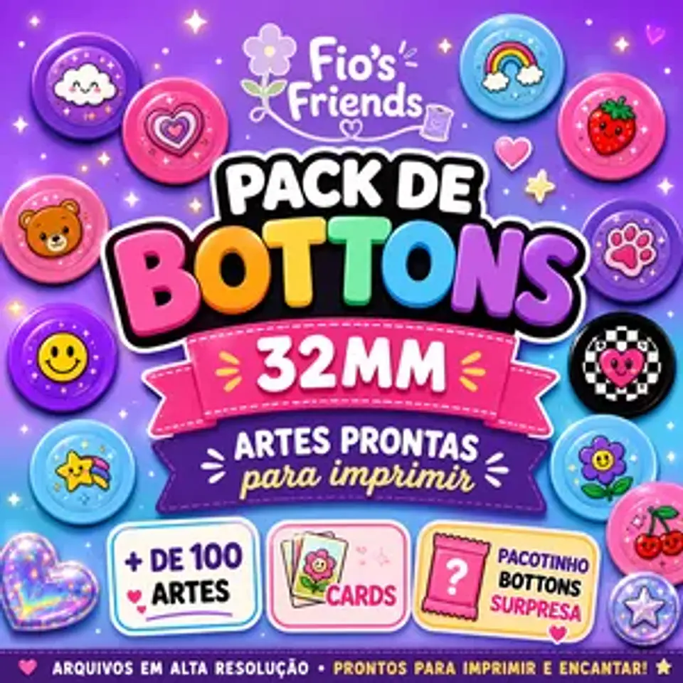 Arquivo de Corte Pack Bottons 32mm Cards e Artes 1