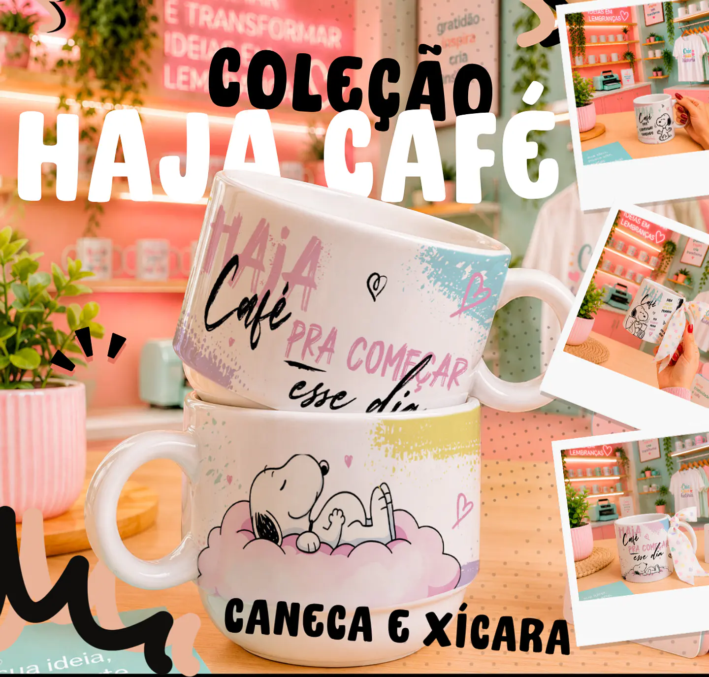 Arquivo Sublimação Caneca Haja Café Snoopy 1
