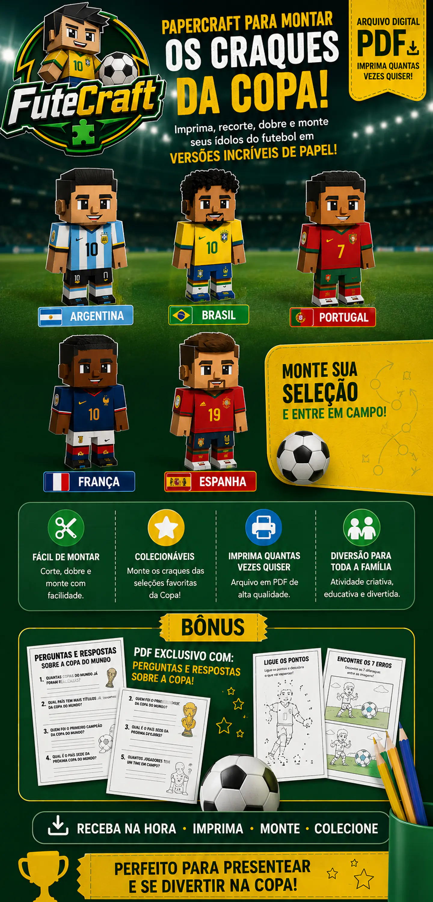 Arquivo Copa do Mundo 2026 Futecraft Pack Bonecos Premium 1