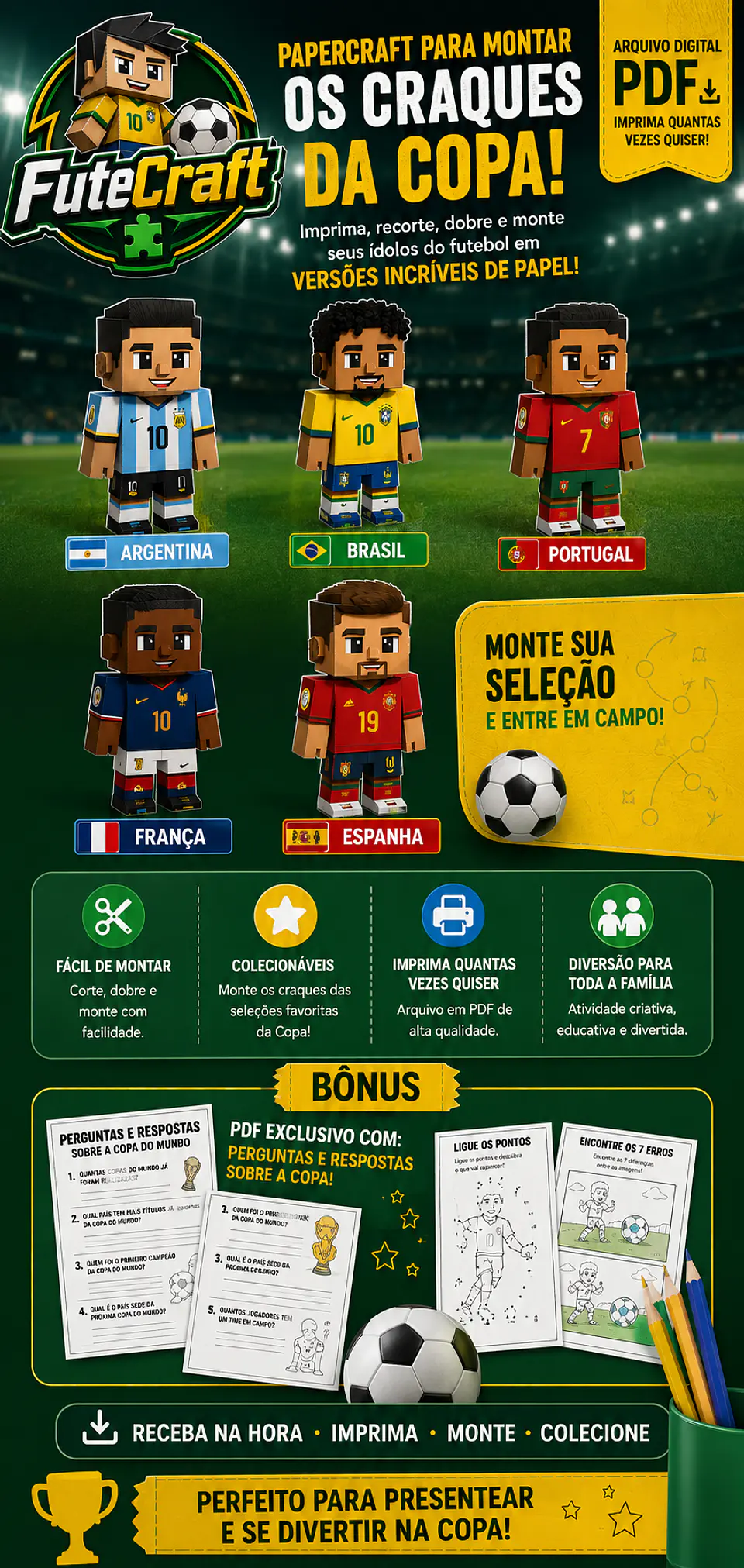 Arquivo Copa do Mundo 2026 Futecraft Pack Bonecos Premium 1
