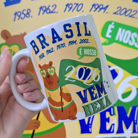 Arquivo Sublimação Caneca Copa do Mundo Brasil Capivibes