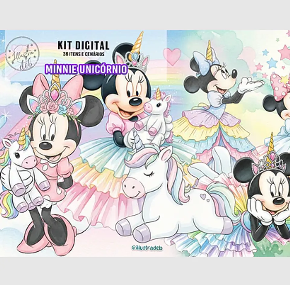 Arquivo Kit Digital Minnie Unicórnio 1