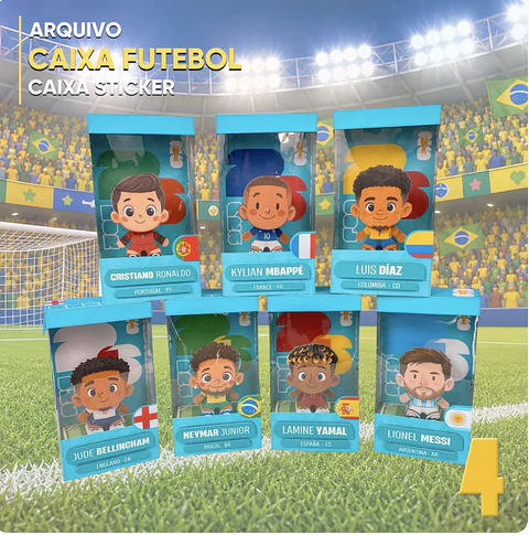 Arquivo Copa do Mundo Coleção Caixa Figurinha 3D Craques Do Mundial