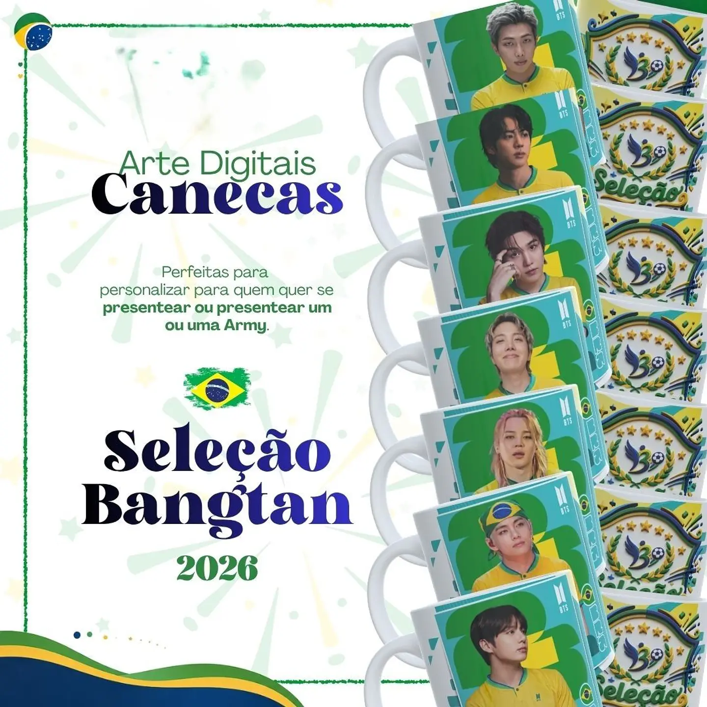 Arquivo Sublimação Pack Canecas Seleção Bangtan 2026 1