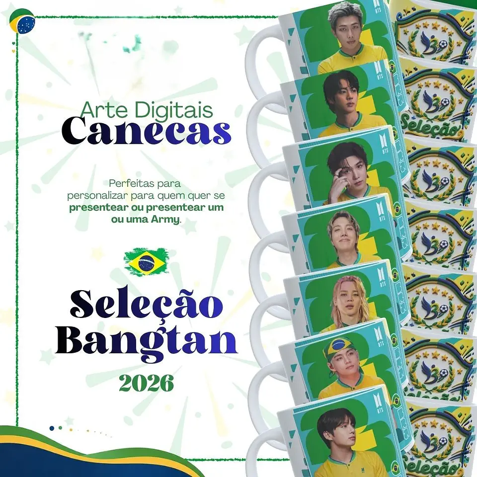Arquivo Sublimação Pack Canecas Seleção Bangtan 2026 1