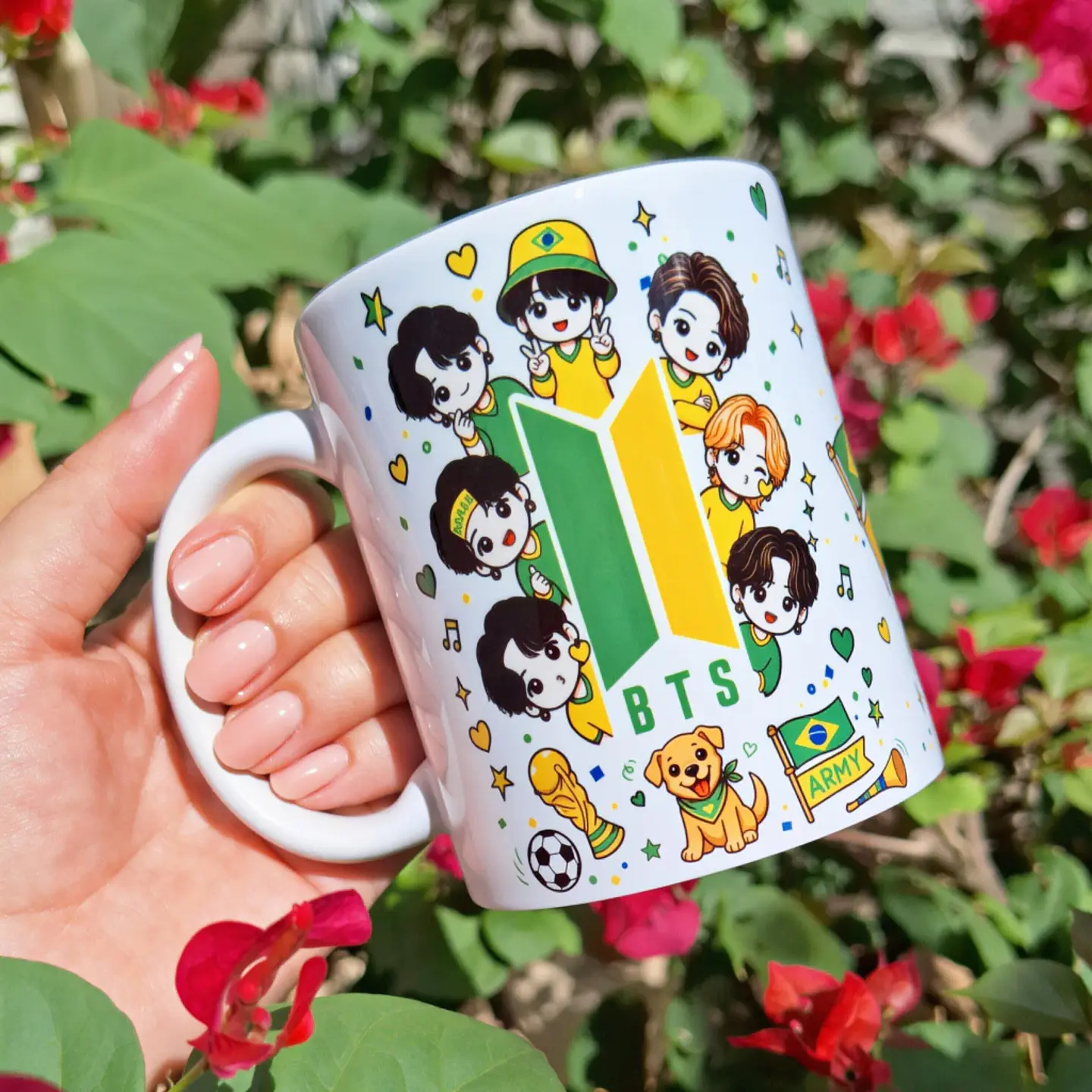 Arquivo Sublimação Caneca Caneca BTS Brasil Copa do Mundo 1