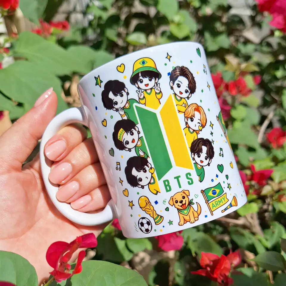 Arquivo Sublimação Caneca Caneca BTS Brasil Copa do Mundo 1