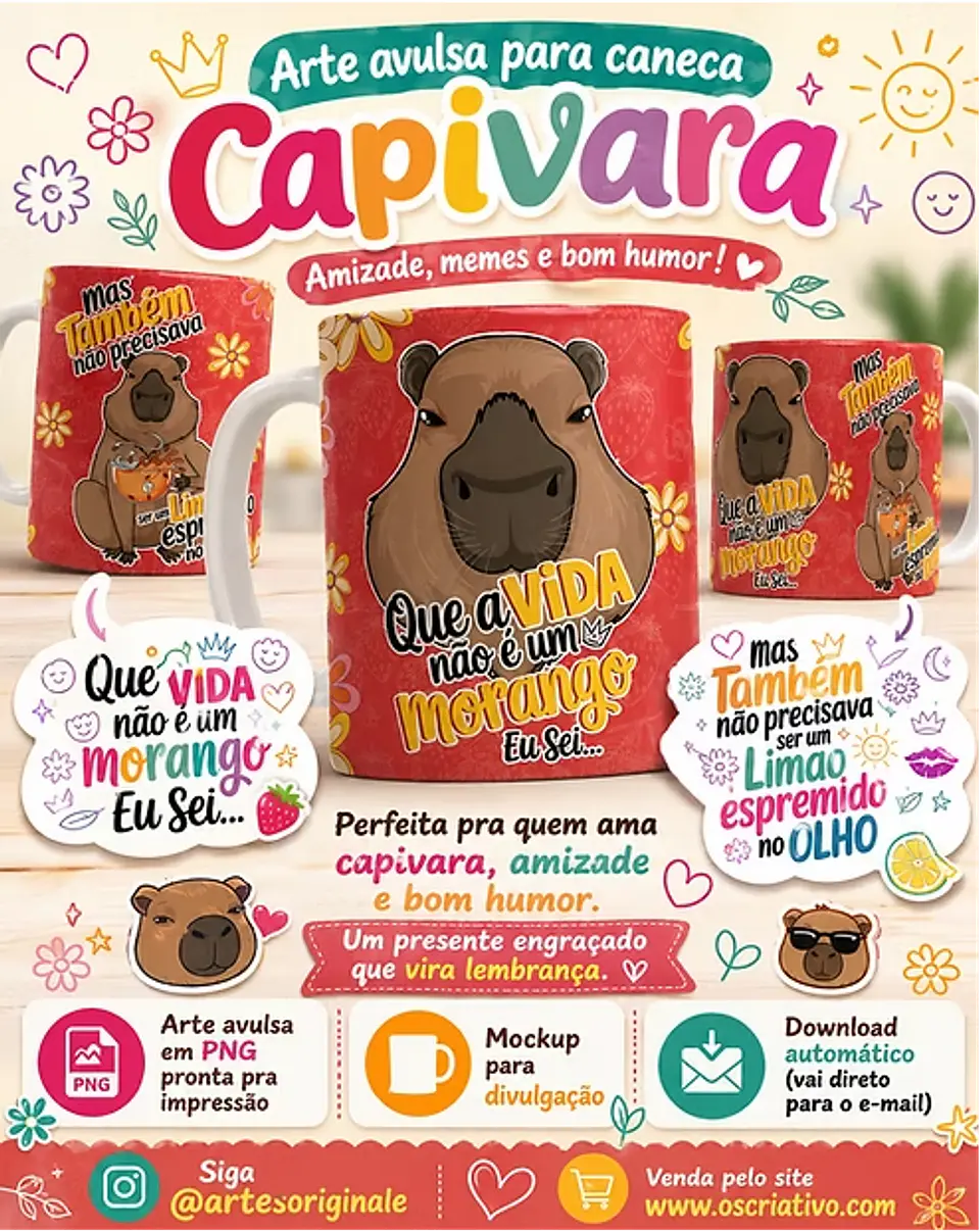 Arquivo Sublimação Caneca Capivara 1
