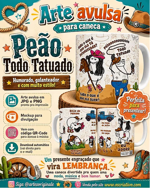 Arquivo Sublimação Caneca Flork Peão