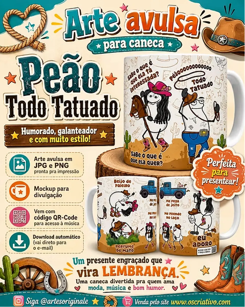 Arquivo Sublimação Caneca Flork Peão 1