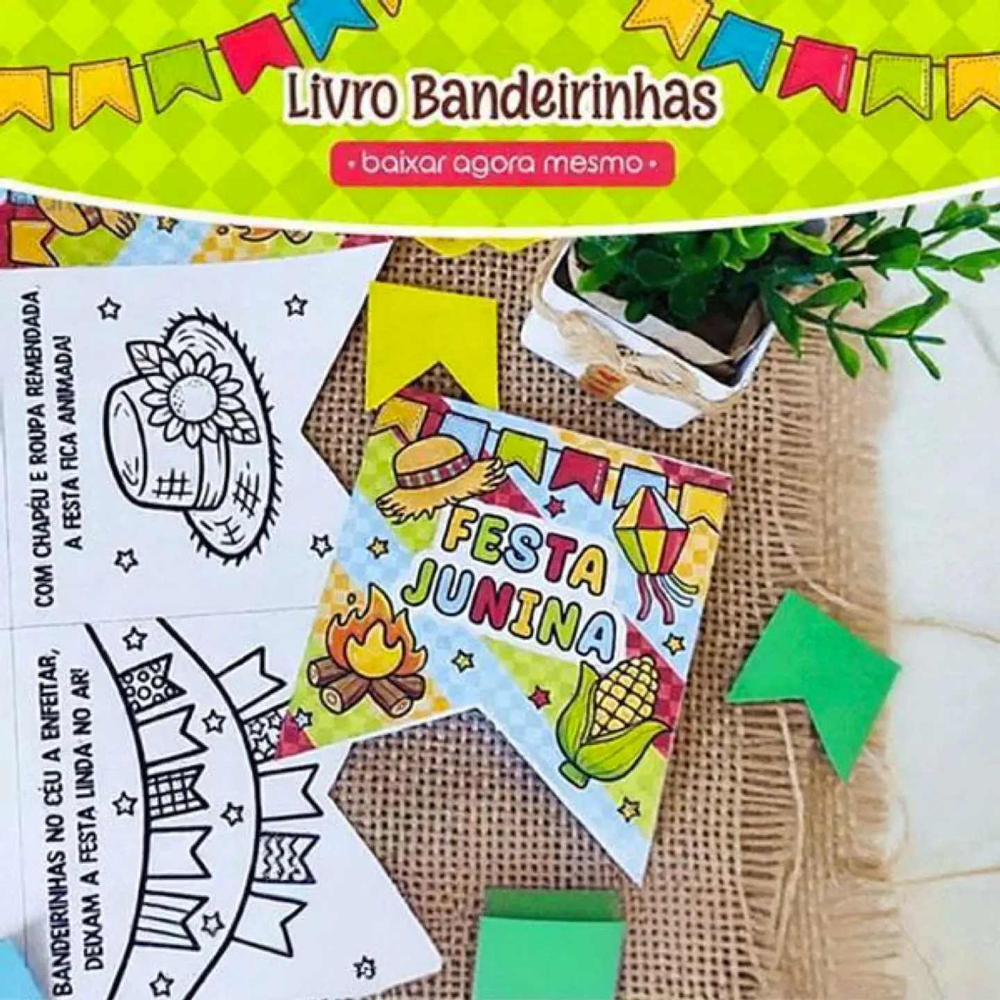 Arquivo Festa Junina Livro Bandeirinhas Colorir 1