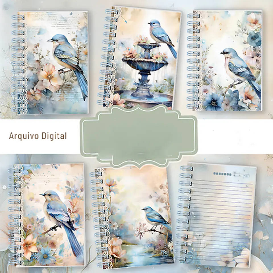 Arquivo Encadernação Coleção Bird - Passarinho Azul 1