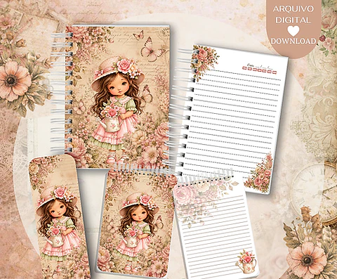 Arquivo Encadernação Coleção Menina Floral