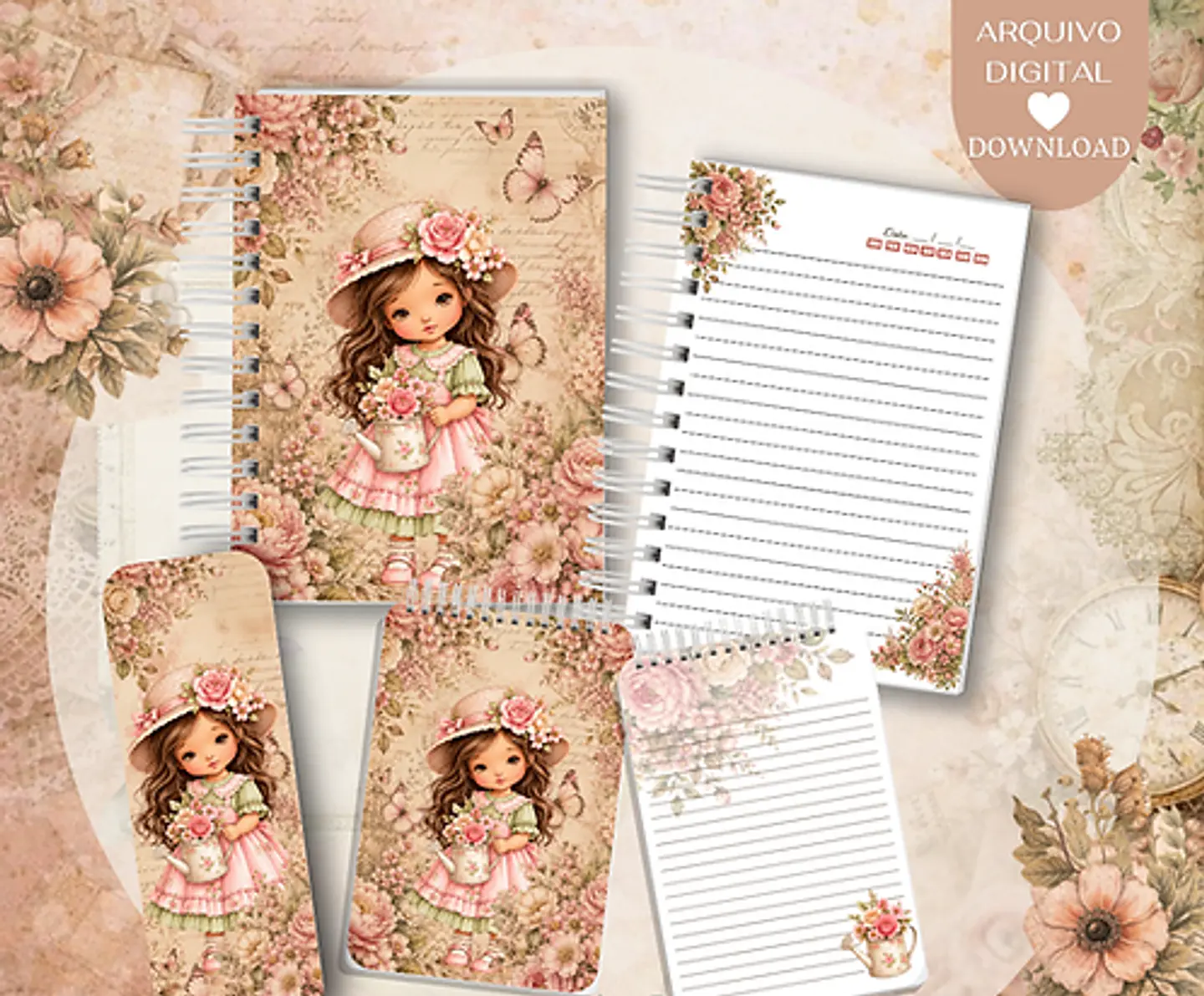 Arquivo Encadernação Coleção Menina Floral 1
