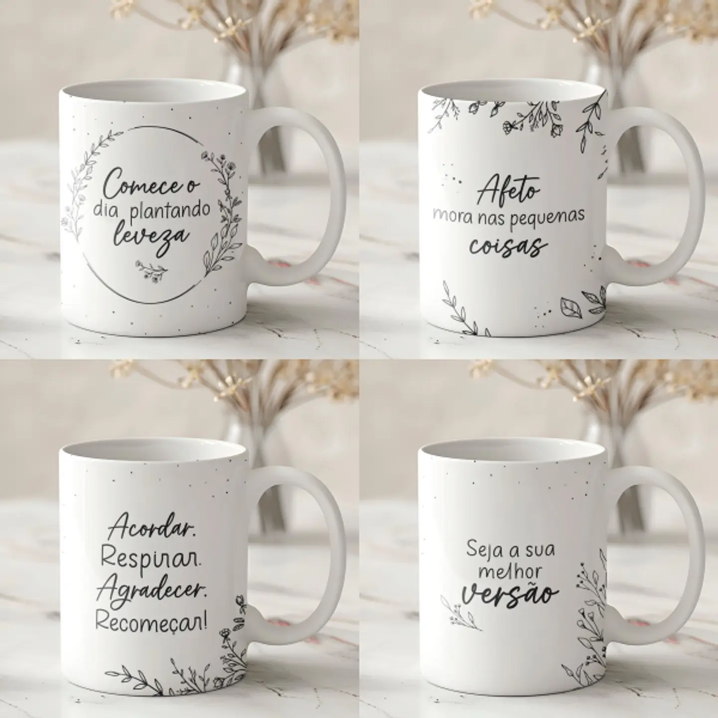 Arquivo Sublimação Canecas Frases Minimalistas 1