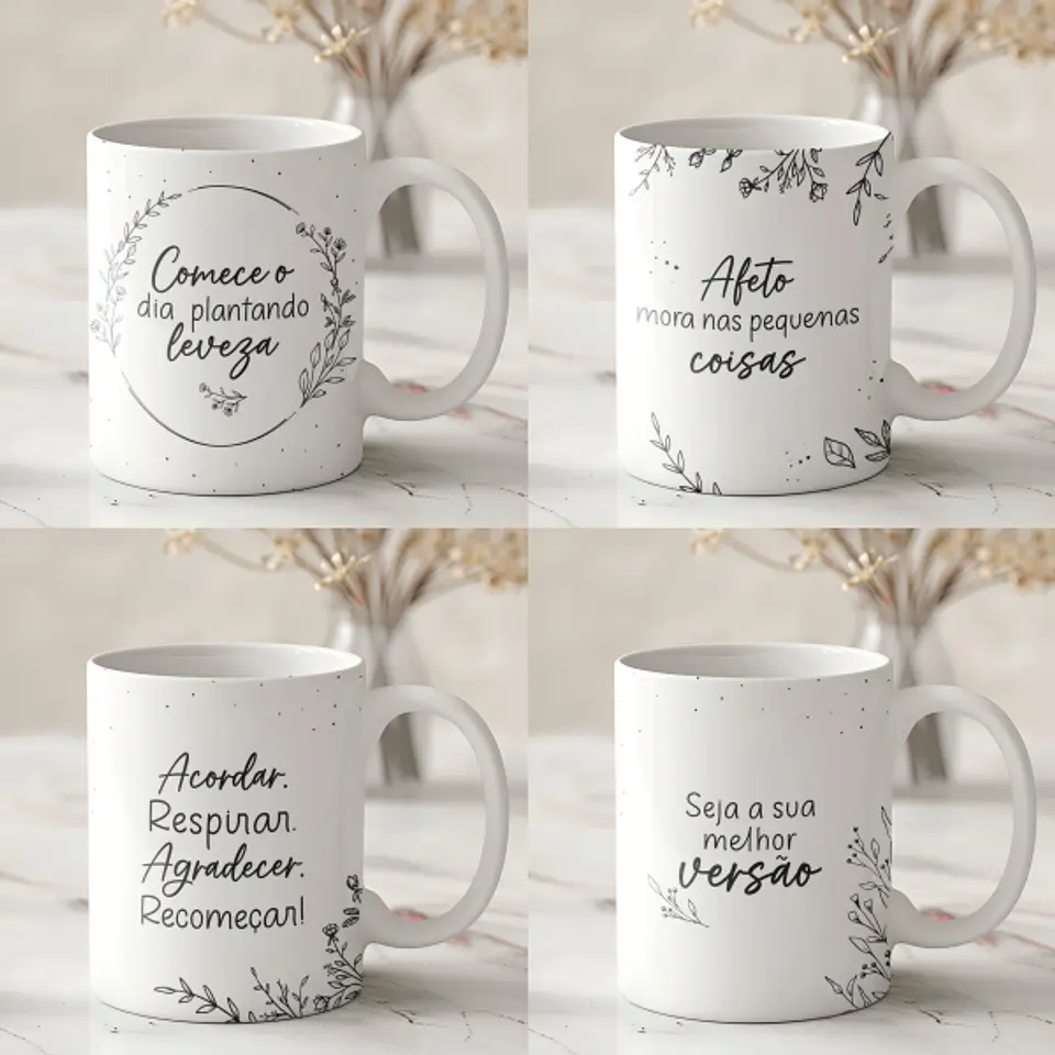 Arquivo Sublimação Canecas Frases Minimalistas 1