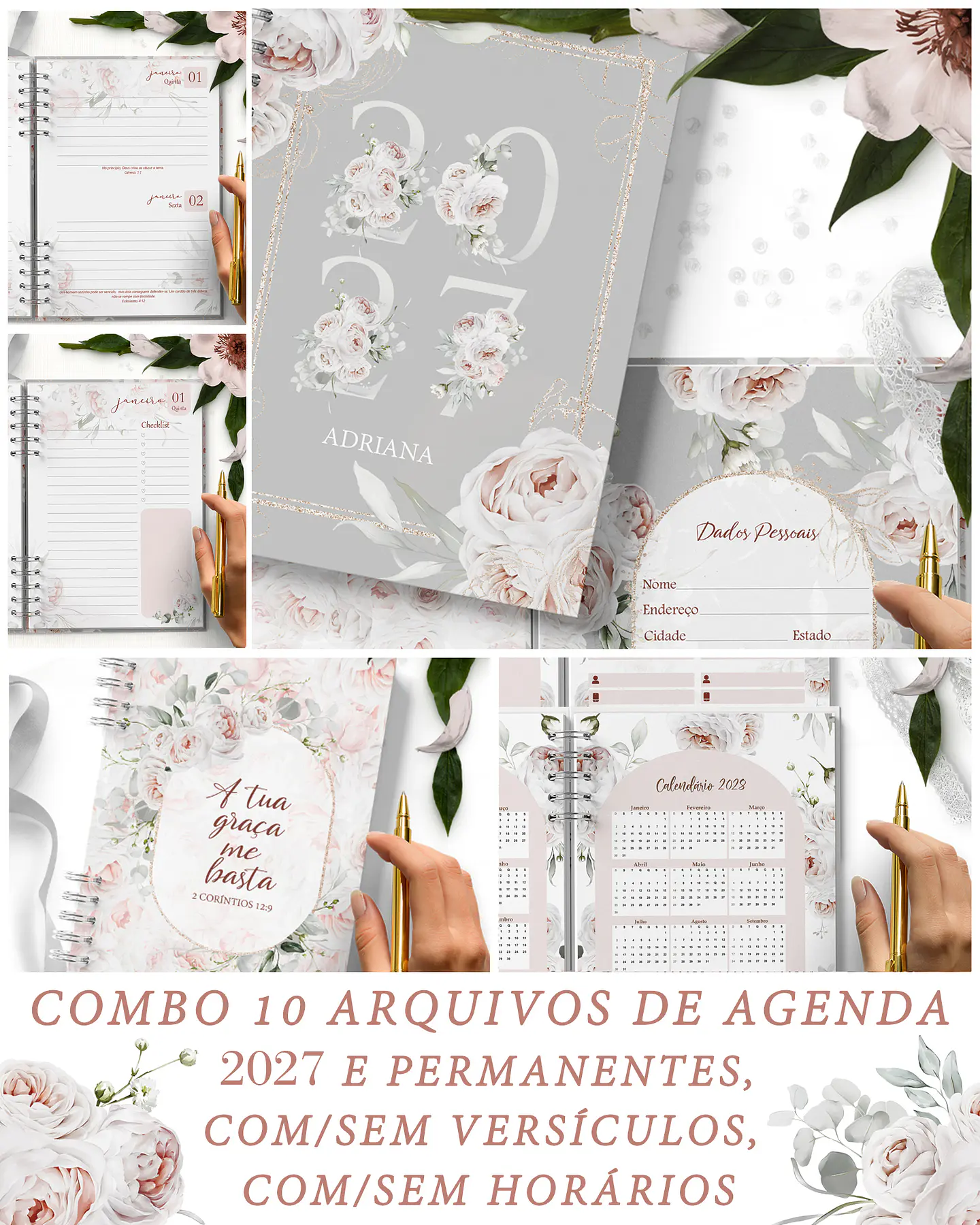 Arquivo Encadernação 10 Agendas 2027 e Permanente com e Sem Versiculos e Horarios Believe 1
