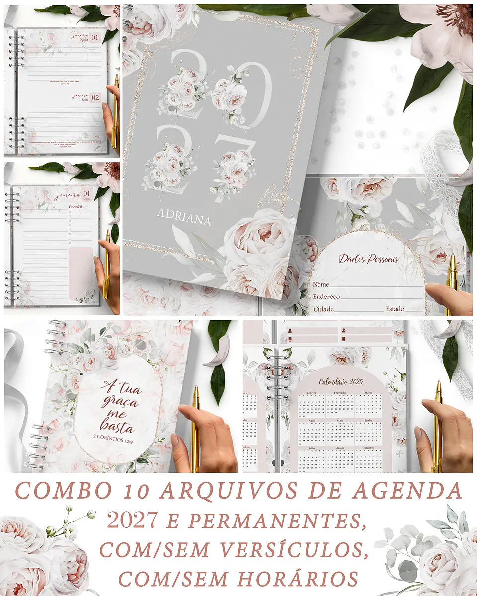 Arquivo Encadernação 10 Agendas 2027 e Permanente com e Sem Versiculos e Horarios Believe 1