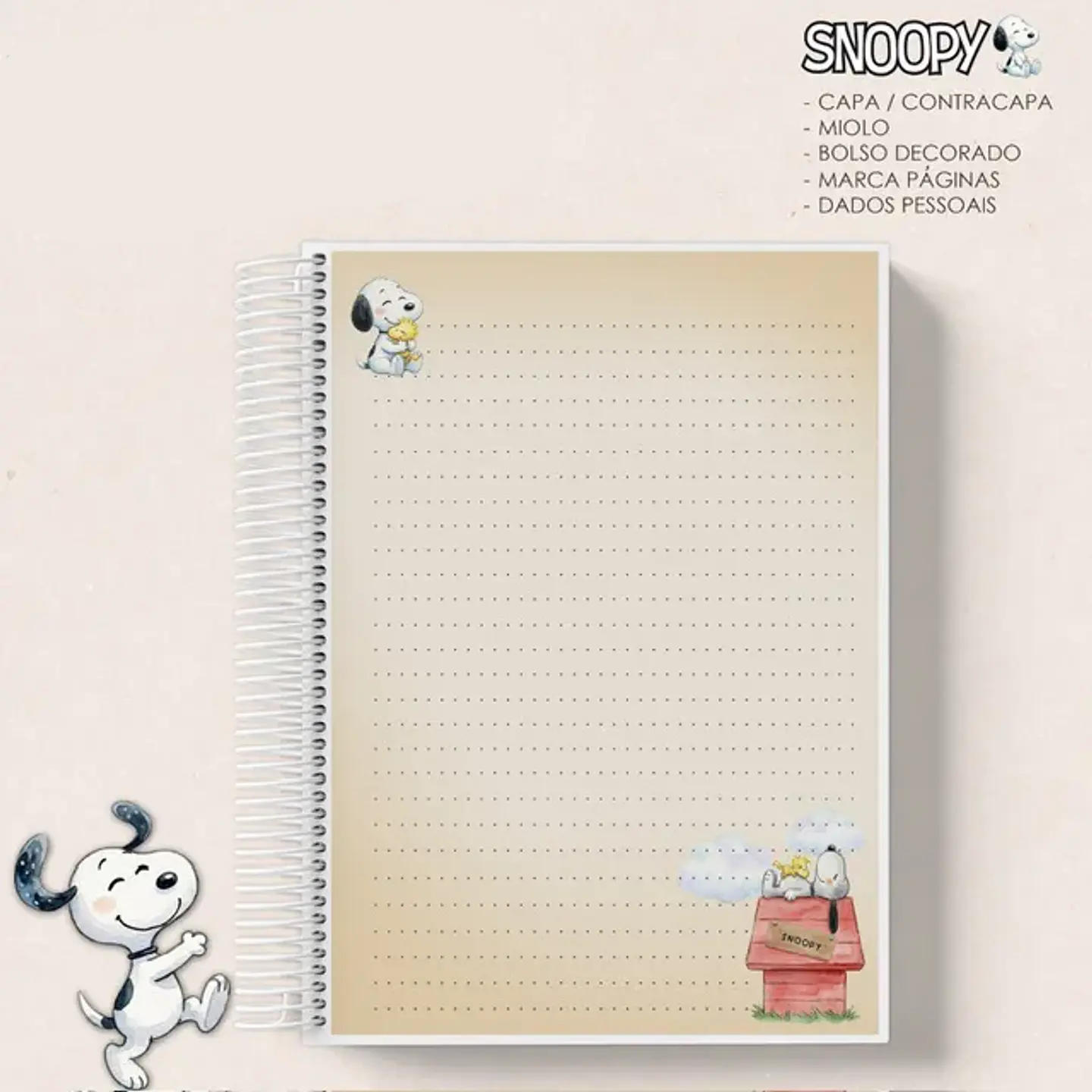 Arquivo Encadernação Caderno Snoopy 3