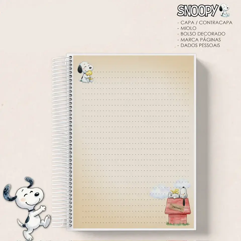Arquivo Encadernação Caderno Snoopy 3
