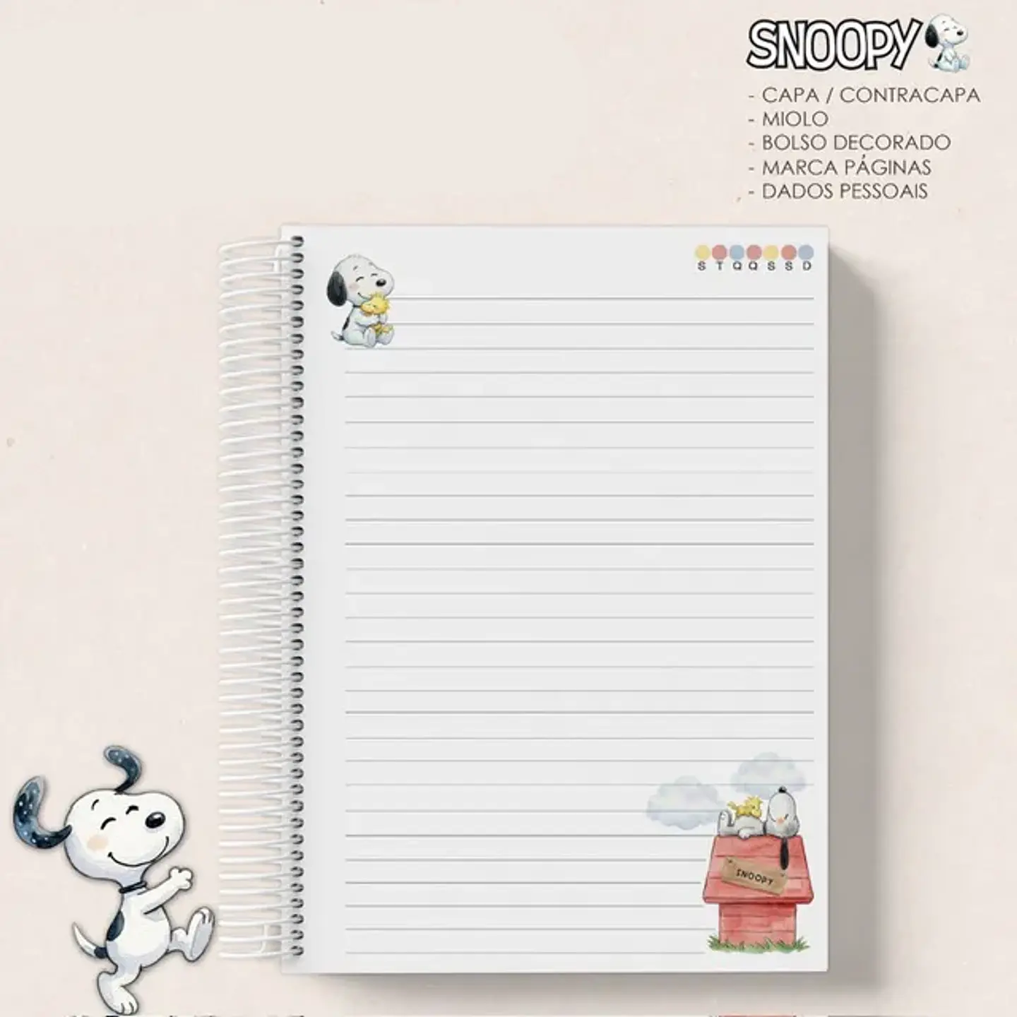 Arquivo Encadernação Caderno Snoopy 4