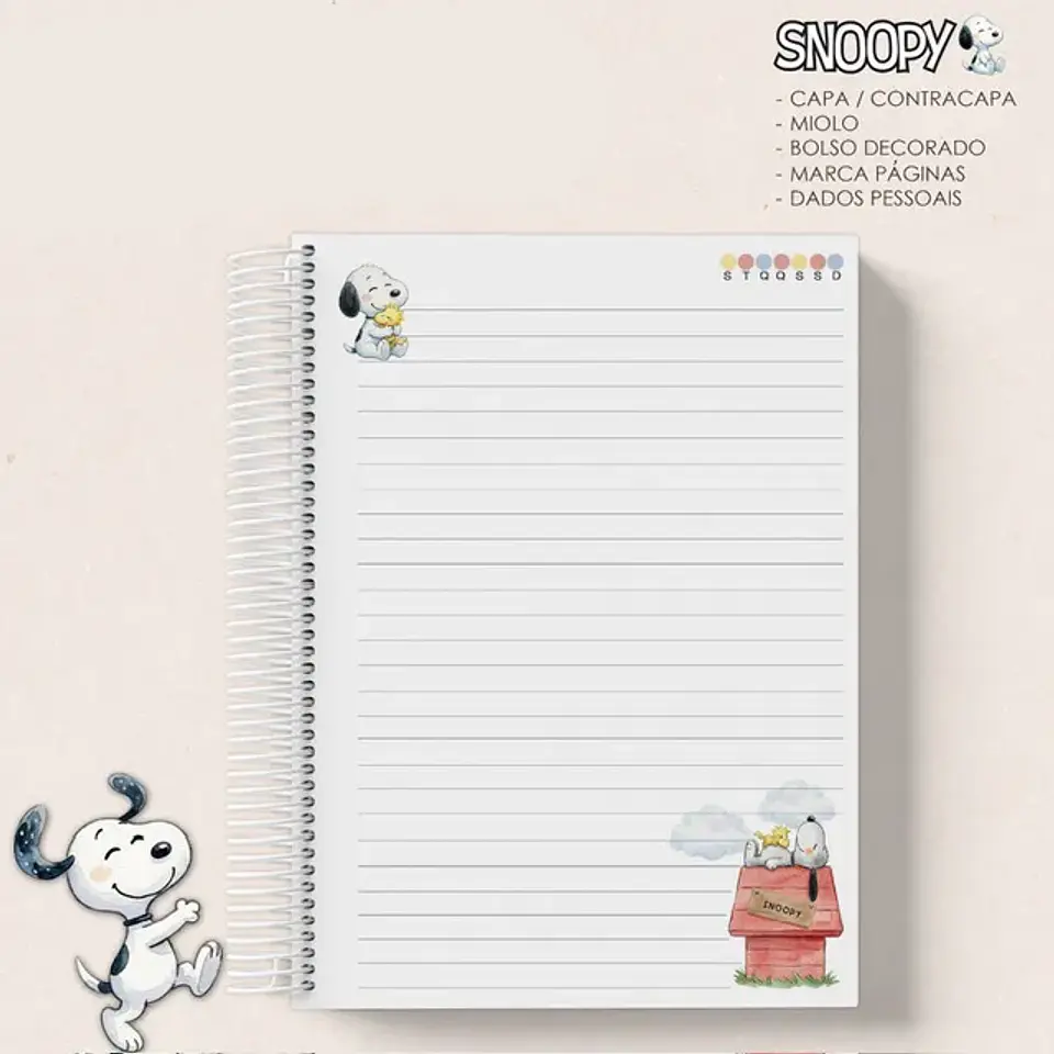 Arquivo Encadernação Caderno Snoopy 4