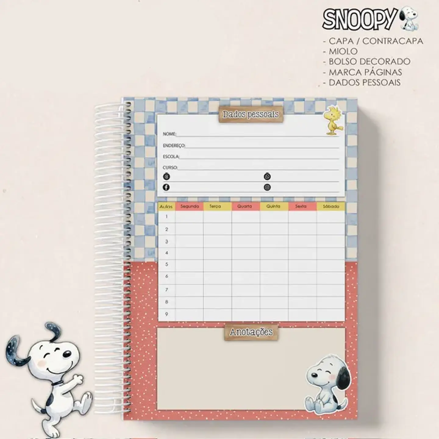 Arquivo Encadernação Caderno Snoopy 2