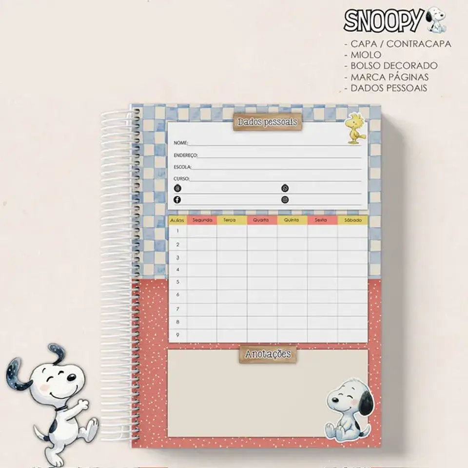 Arquivo Encadernação Caderno Snoopy 2