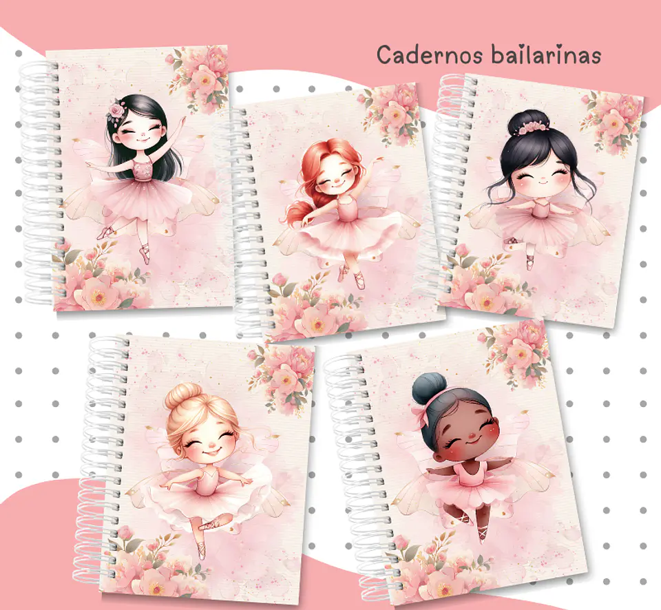Arquivo Encadernação Carderno A5 Bailarinas 3