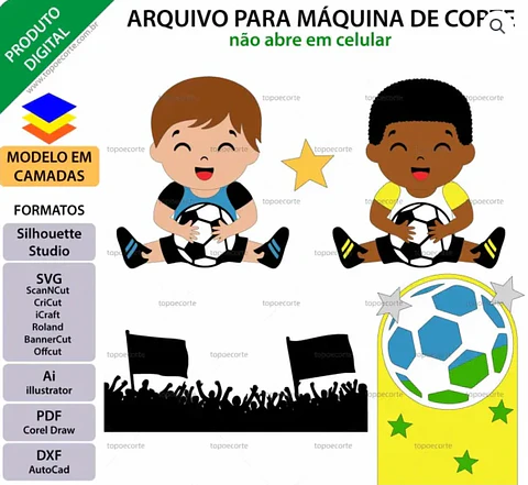Arquivo Topo de Bolo Futebol menino com Bola