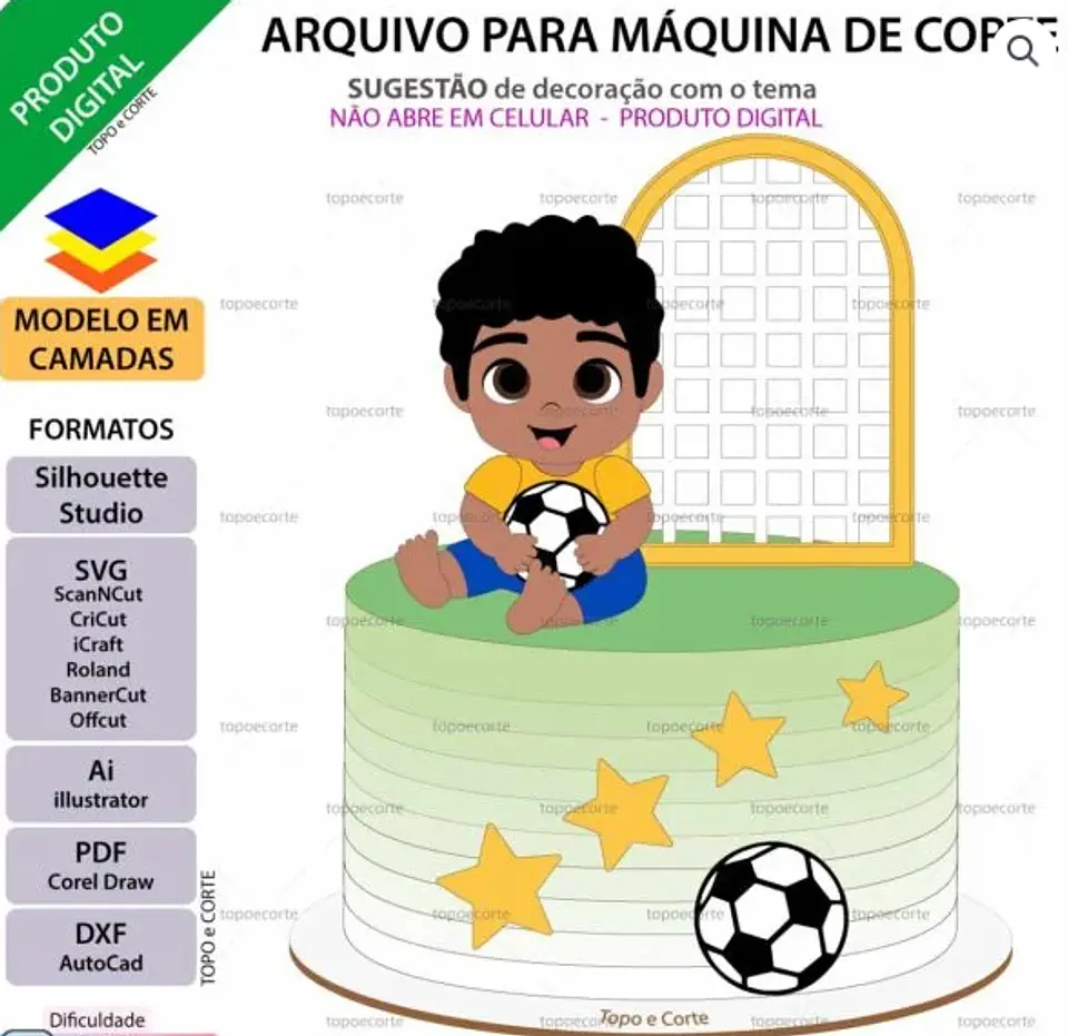 Arquivo Topo de Bolo Futebol Menino Copa 1