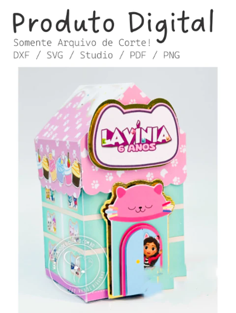 Arquivo de corte Caixa Casinha Gabby