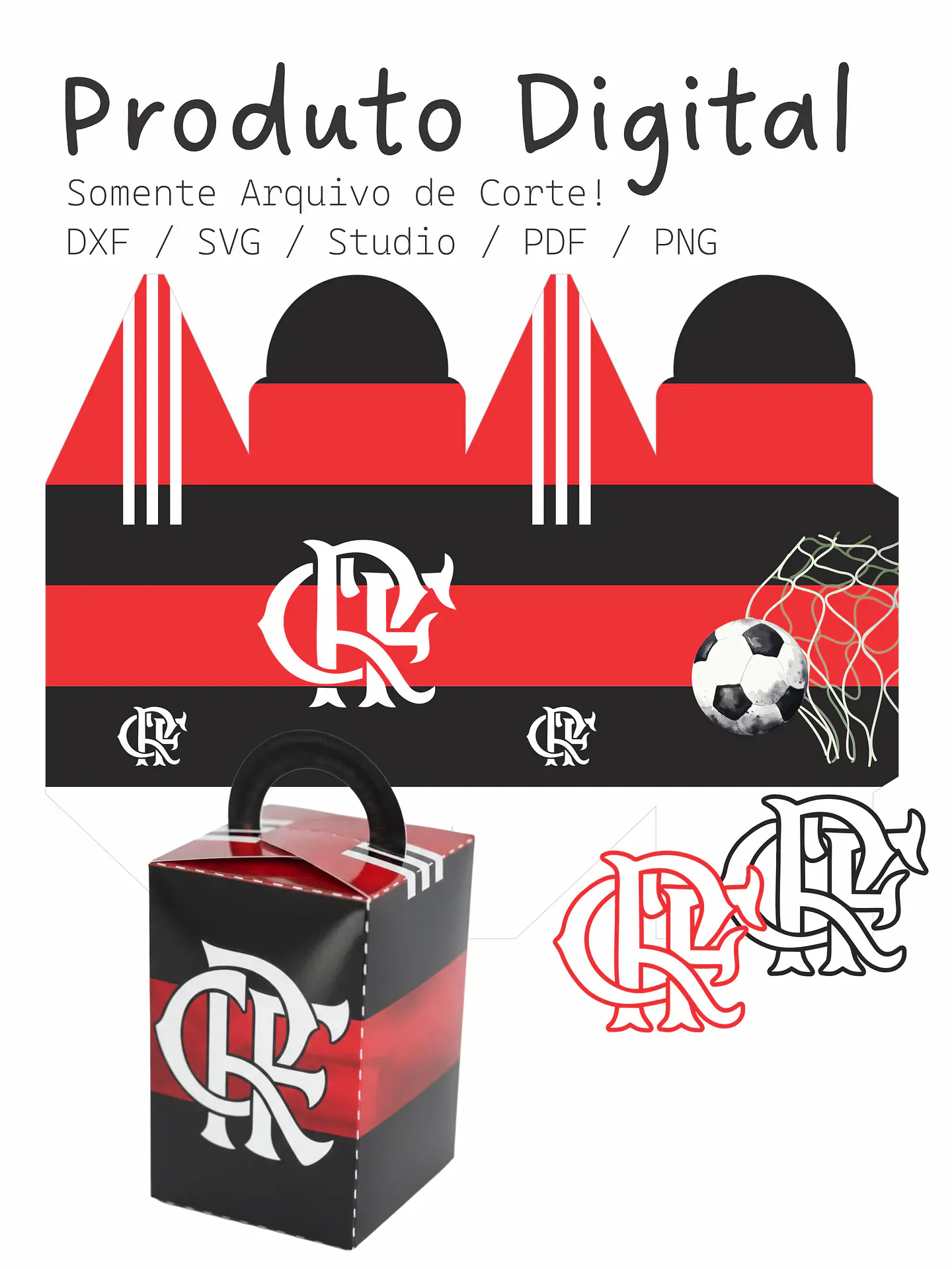 Arquivo de Corte Caixa Cubo Alça Flamengo 1
