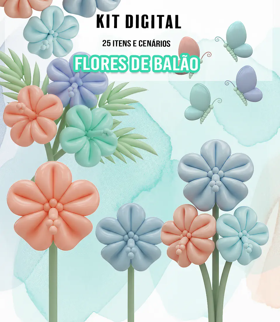 Arquivo Kit Digital Flores de Balão 1